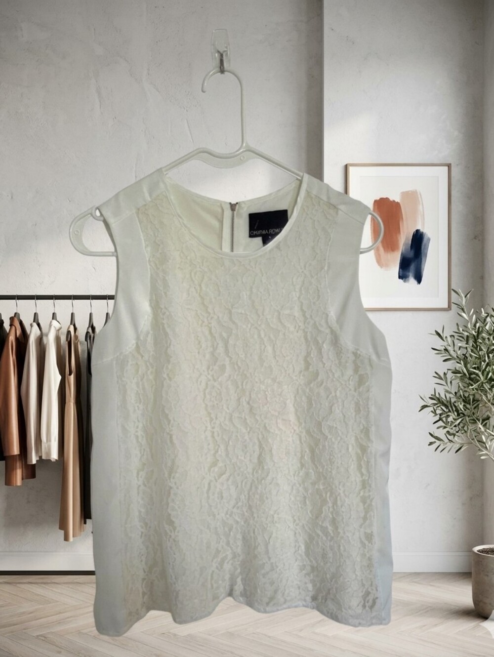 Cynthia Rowley White Lace Sleeveless Camisole